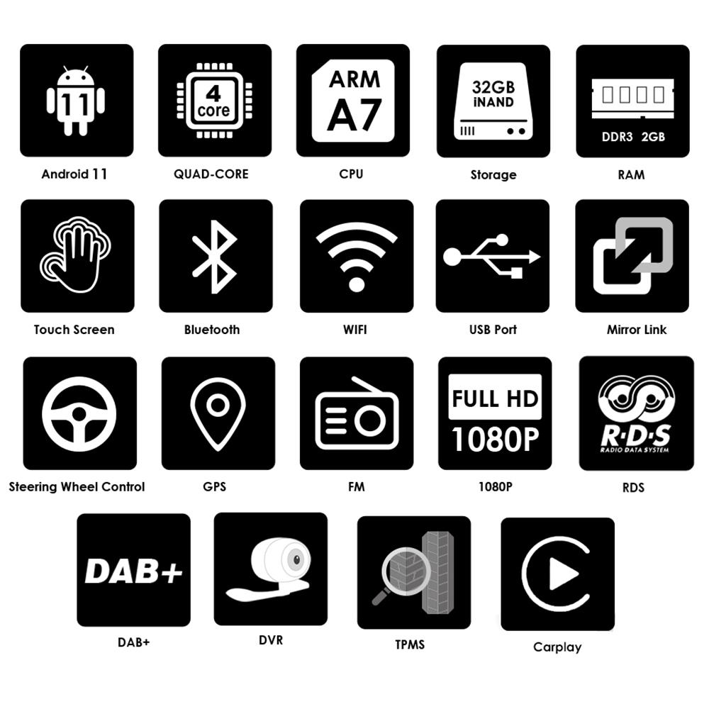 Автомобильная магнитола Hizpo 2 ГБ + 32 ГБ Carplay 7 дюймов 2 Din Android Универсальный автомобильный мультимедийный плеер Стерео 2Din Видео Автомагнитола Штатная стереонавигация GPS WiFi