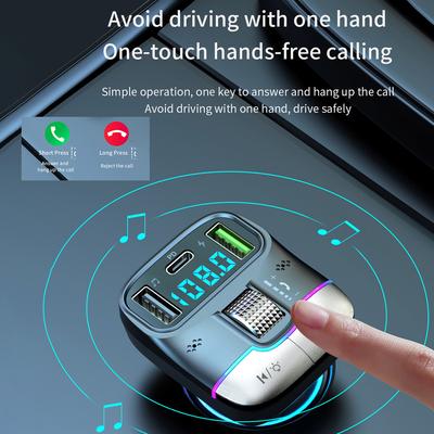 Автомобильный MP3-плеер BT5.3 FM-передатчик беспроводной радиоадаптер Dual USB+PD автомобильные зарядные устройства Поддержка