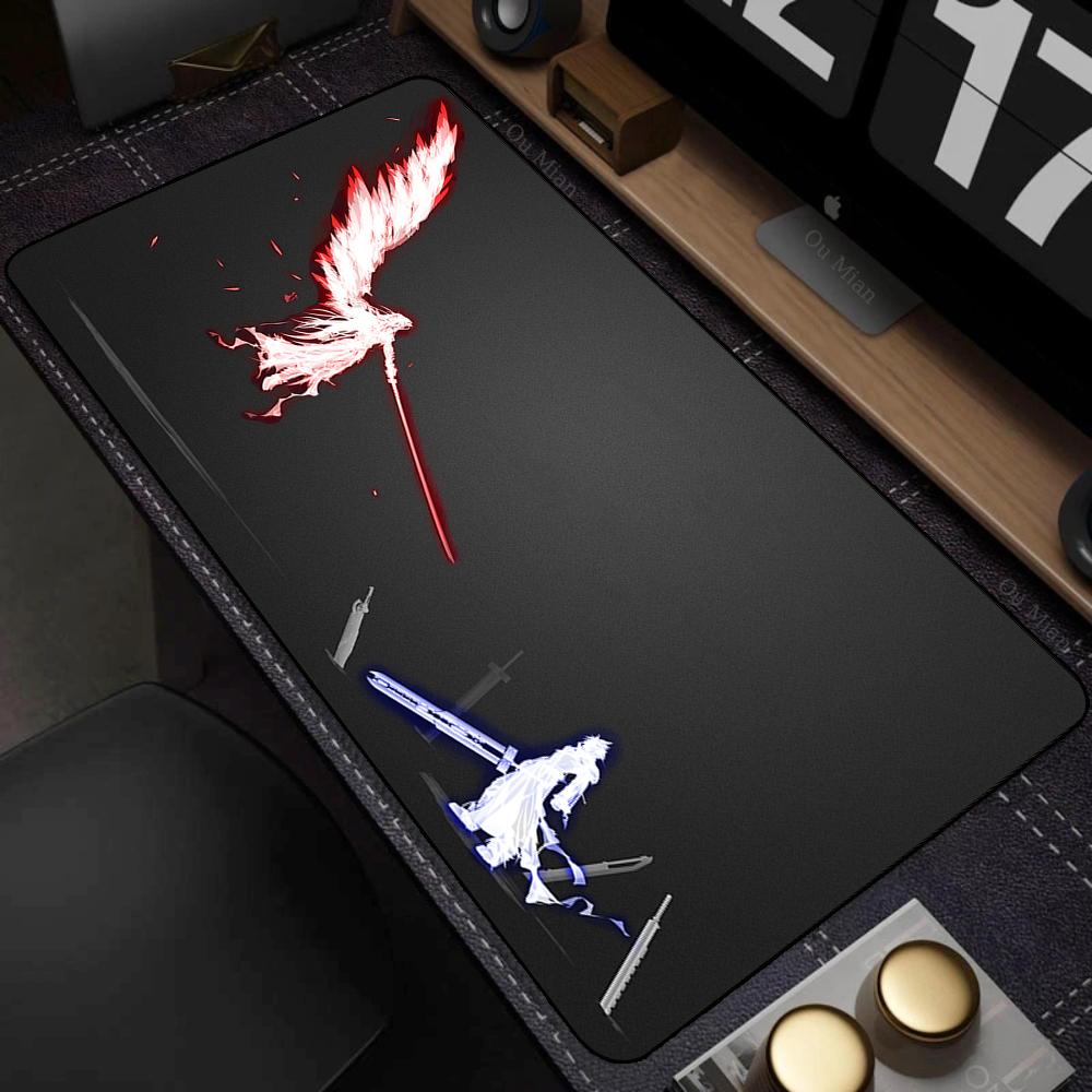 Black Anime Desktop Mat Office PC Gaming Accessories Keyboard Mouse Pad Laptop Final Fantasy Mousepad Gamer Non-slip Carpet Xxl