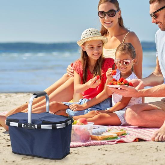 Изолированная корзина для покупок 30 л, большая вместимость, охлаждающая корзина, складная корзина для пикника, термоохлаждающая