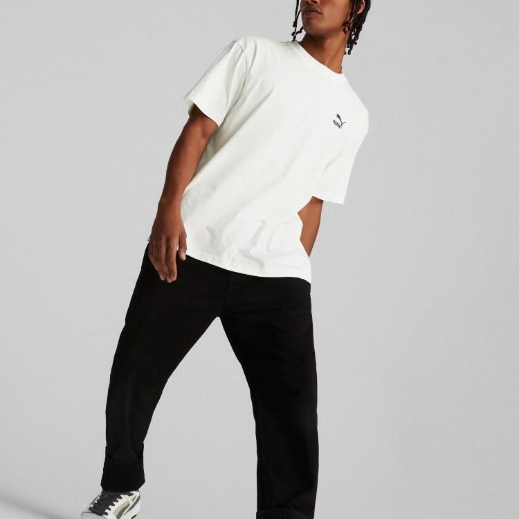 Puma Футболка X Staple Collaboration Back Tai Chi Print American Vintage Sports Breathable с круглым вырезом и коротким рукавом, унисекс, топы белого цвета 620702-65