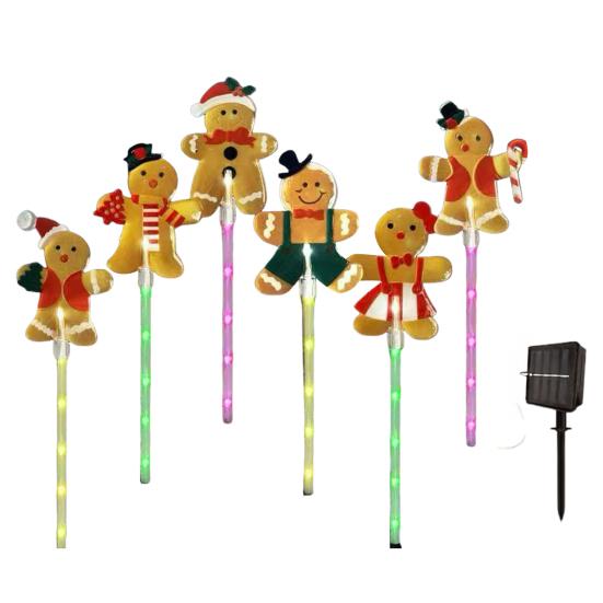 Солнечные Рождественские Колышки Огни Санта Декор для Газона для Двора Водонепроницаемые Наружные Праздничные Огни для Дорожки Простая Установка Садовое Настенное Трещинное Освещение