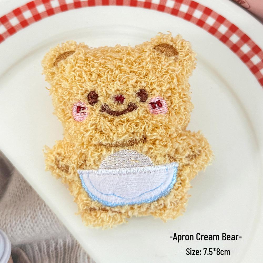 Мягкая брошь в виде молочно-желтого медведя - мультяшная кукла в подарок детям и детской одежде
