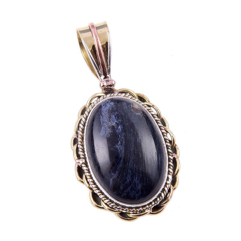 Натуральный драгоценный камень Питерсит 925 пробы, двухцветный кулон из стерлингового серебра 1,50 дюйма, K4m80