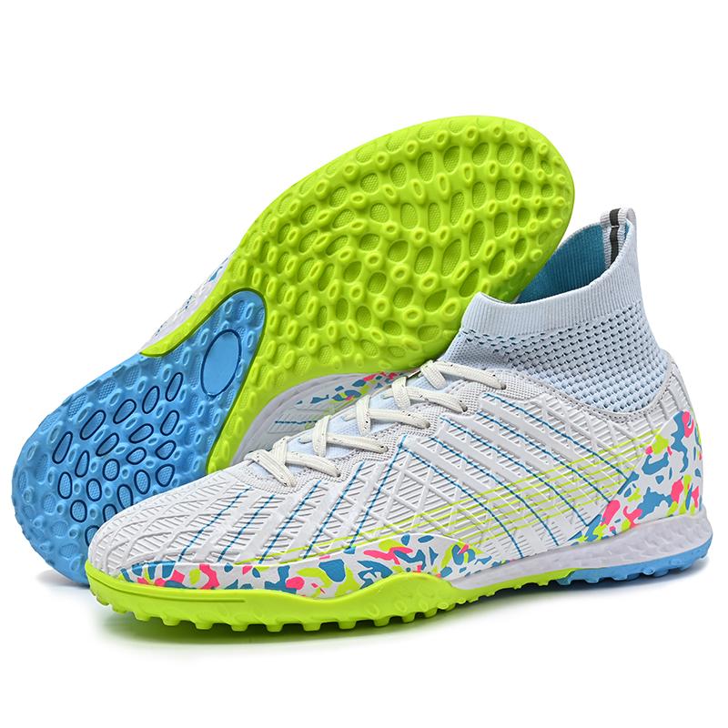 32-45unisex Football Shoes High-top Elastic Socks PVC Rubber Soft Bottom TFFootball Shoes Men's Special Children Competition Training Football Shoes