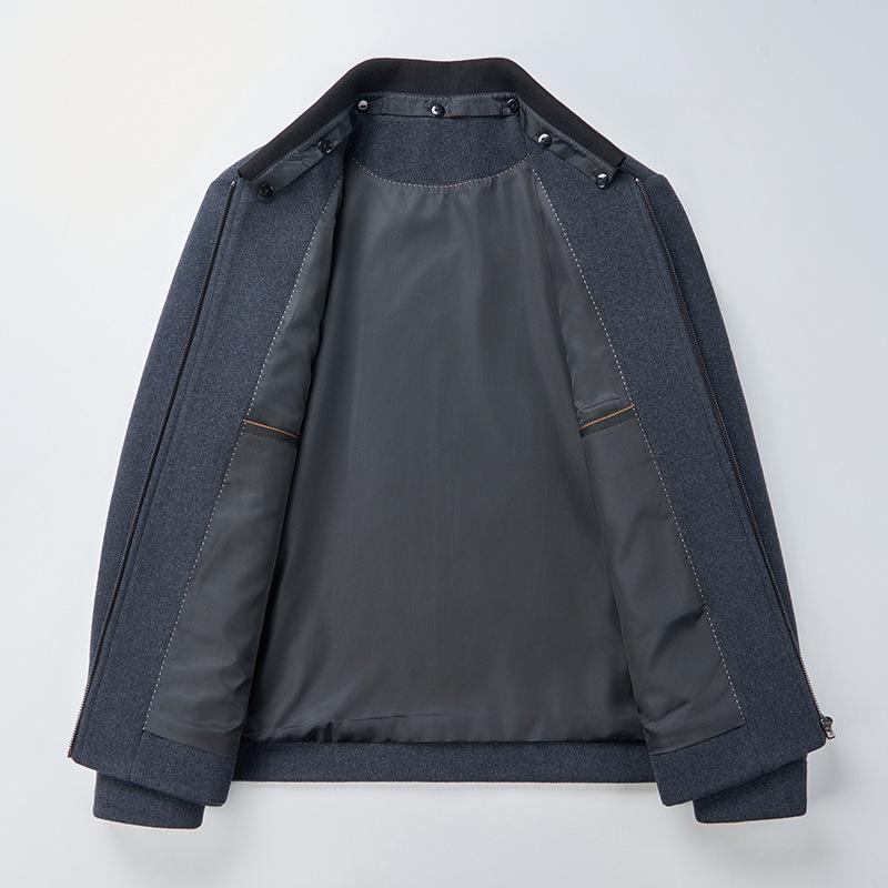 Autumn and Winter Cashmere Jacket, Middle-aged Men's Lapel Business Casual Woolen Woolen Jacket, Short Daddy Top