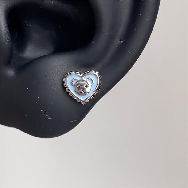 1pcs Quality Shiny Cross Zircon 316L Stainless Steel Ear Bone Nail Silver Earring for Women Cochlear Accessories