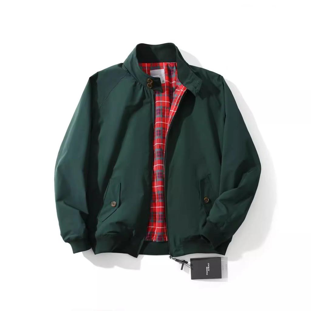 Mens Vintage Flight Jacket Spring Autumn Bomber Coat Loose Stand Collar Waterproof Windproof Ins Streetwear