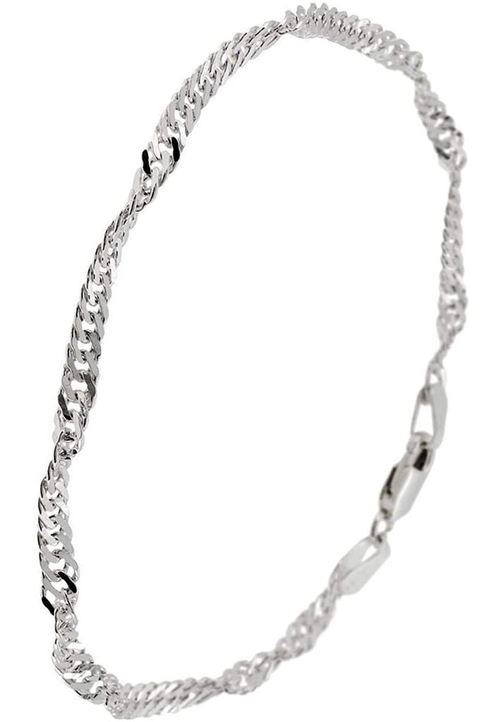 Gin No Wide Screw Chain Silver 925 17cm Simple Double Curb Chain [Shinjuku Kura] 3.1mm Bracelet, Approx. Long, Women's