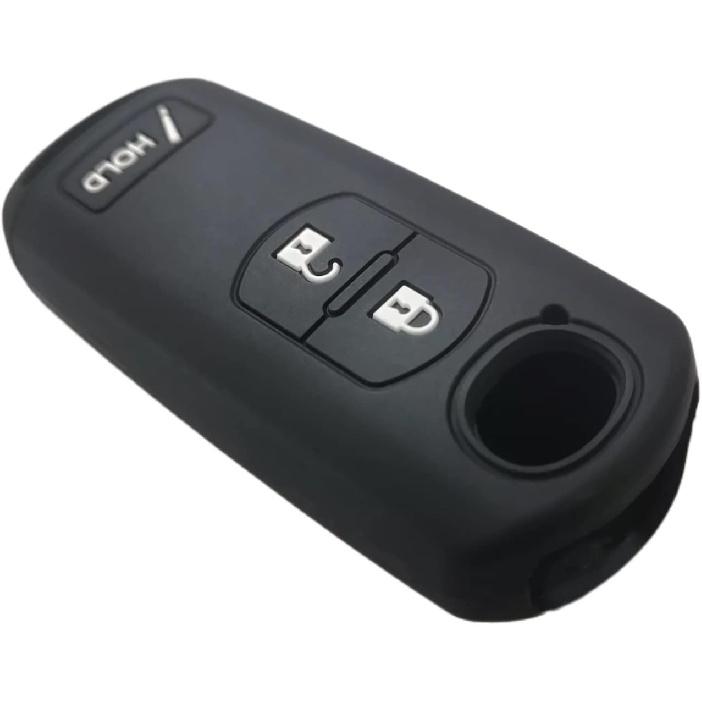 Silicone Rubber Key Fob Cover Compatible with 2010- Mazda 3 6 CX-3 CX-5 CX-7 CX-9 WAZSKE13D02 KDY3-67-5DY, black black, 7.5*4.5