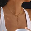 Cubic Zirconia Bar Chain Titanium Steel Necklace Light Luxury Niche Jewelry Non Fading Clavicle Chain Stainless Steel Cross Border Accessories