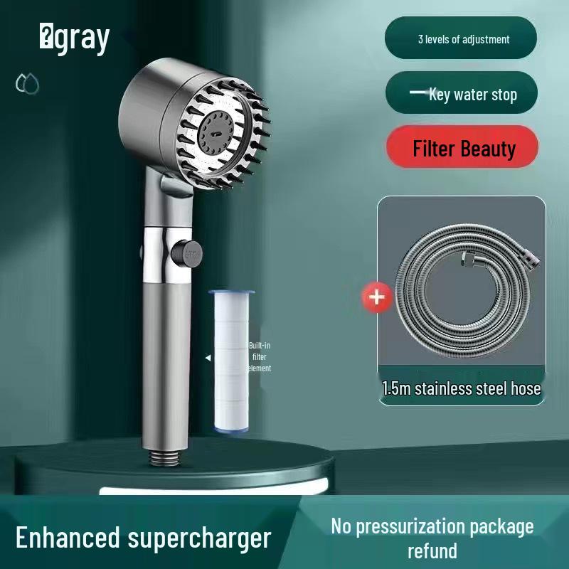 Ultra-High Pressure Massage Shower Head with Spray Booster and Hair Dryer Nozzle
