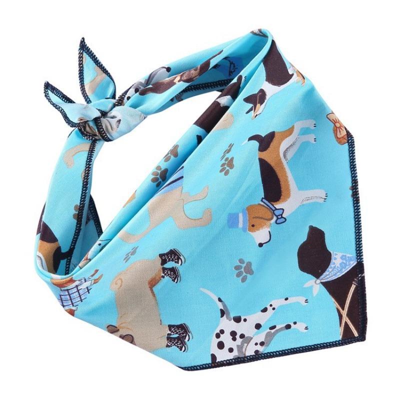 Cotton Pet Printed Triangle Bandana Striped Birthday Scarf for Large Dogs