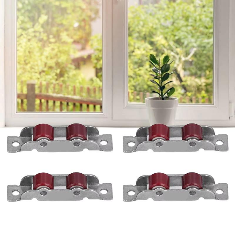 4 Pcs Sliding Window Nylon Pulley Silent Steel Slot Wheel Wear Resistant Durable Sliding Door Replacement Hardware Fittings