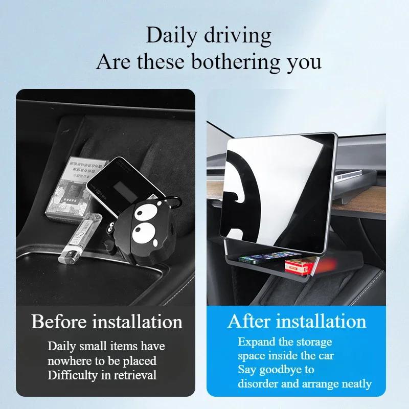 For Tesla Model 3+ Model Y Launch 2025 Under Screen Storage Box Central Control Hidden Storage Organizer Tray Car Accessories