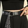 WTEMPO Canvas Printed Silk Scarf Belt Women's Fashionable Double-loop Buckle Unique Retro Elegant Versatile Belts