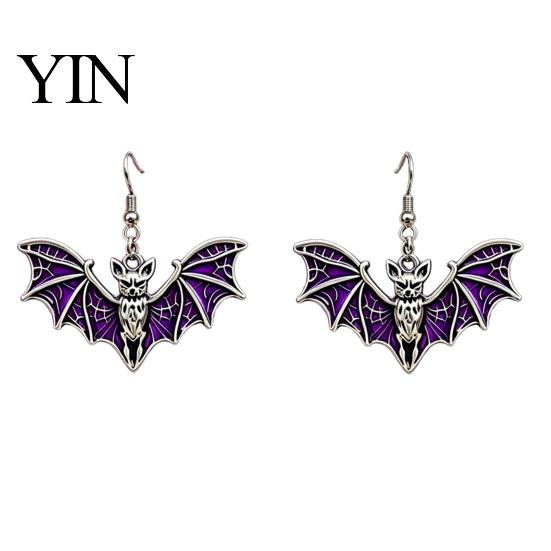 Spooky Spider Web Earrings Gothic Bat Halloween Accessory, Vintage Punk Necklace, Viking Jewelry for Style Dangle Drop Cosplay Party Fashionable Sets