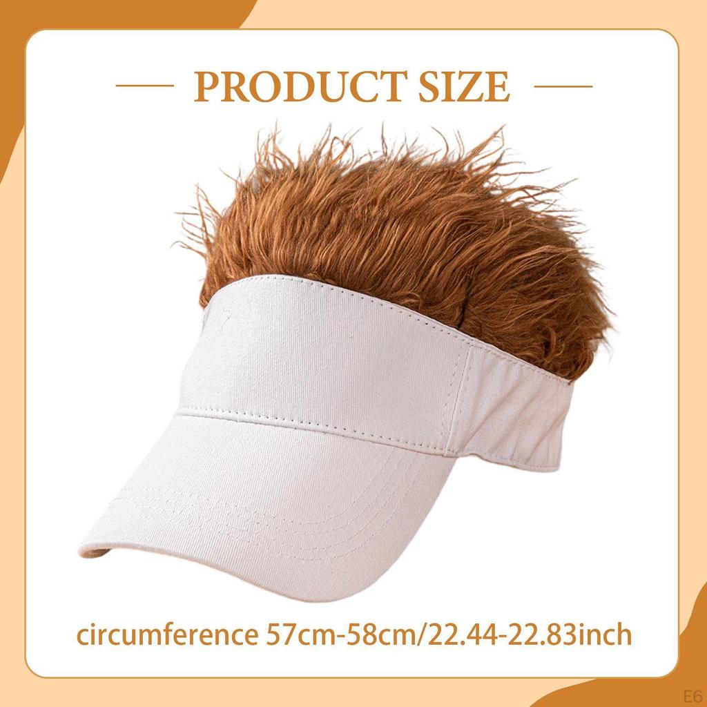 Baseball Cap Gift Visor Hat with Fake Hair for Sports Hiking Party Costume