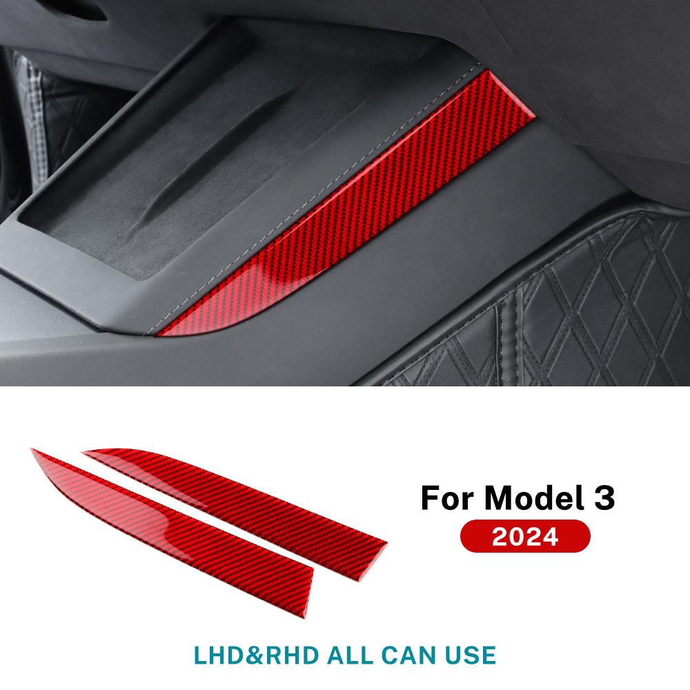 Real Soft Carbon Fiber Interior Trim Sticker For Tesla Model 3 Highland 2025 Car Steering Wheel Reading Audio Panel Accessories