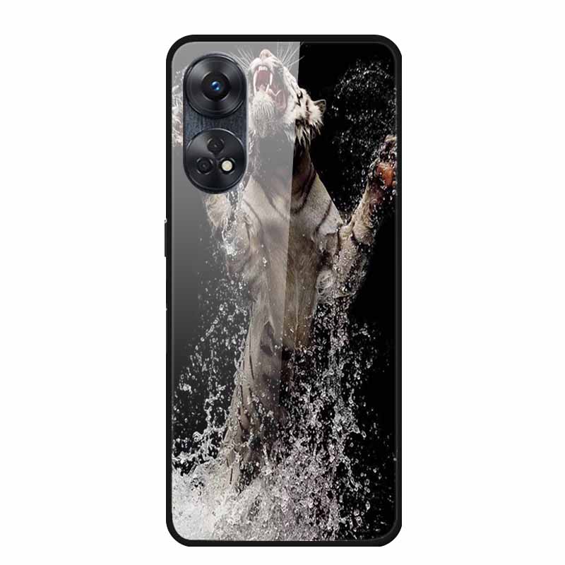 Для Oppo Reno8 T 4G Чехол Роскошная Задняя Крышка из Закаленного Стекла Жесткий Чехол Для Reno8 T 4G 6.43" Capa Funda Животное Яркий Coque Волк