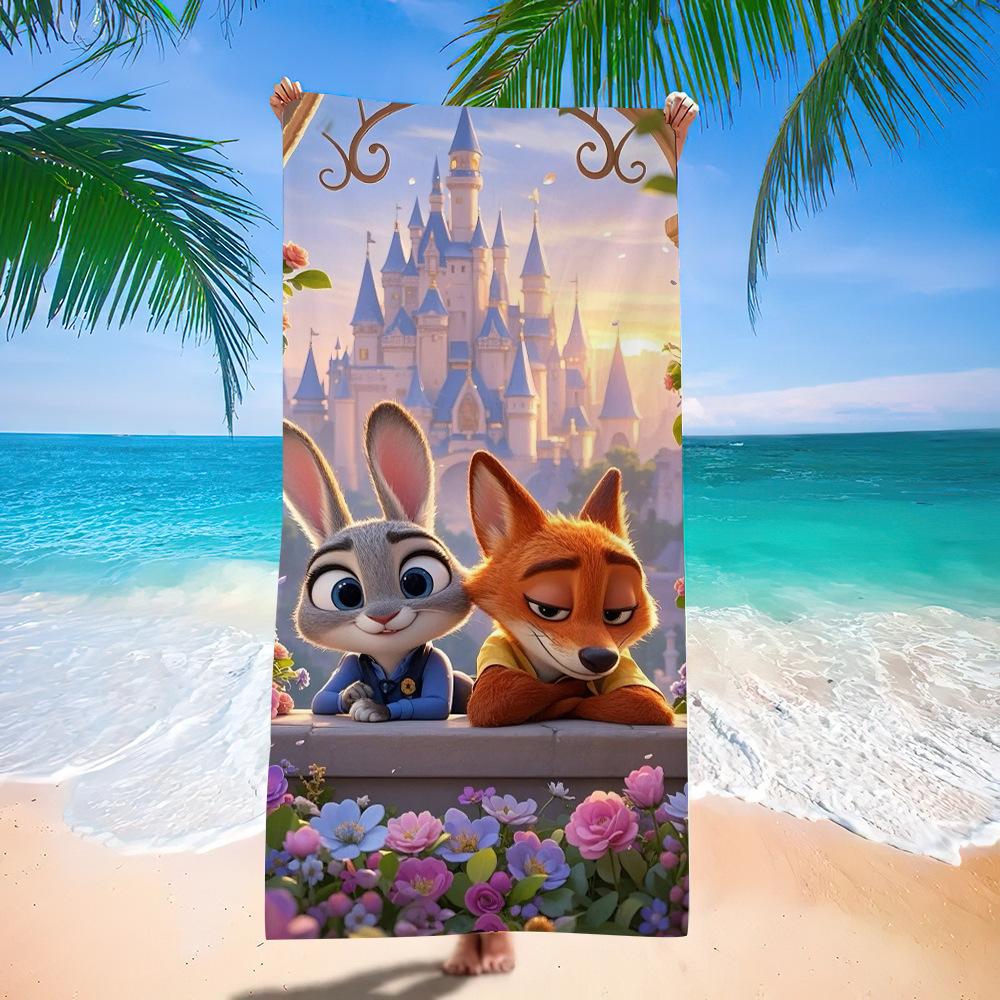 Zootopia Beach Towel Microfiber Bath Towel Kids Cartoon Week Judy Nick Quick Dry Towel