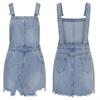 Women's Denim Overall Skirt Casual Washed Jean Dress Adjustable Straps A-Line Vintage Distressed Short Mini Skirt for Women