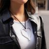 Ingemark Exaggerated Big Hollow Love Heart Pendant Choker Necklace for Women Gothic Knotted Bowknot Adjustable Chain Y2K Jewelry