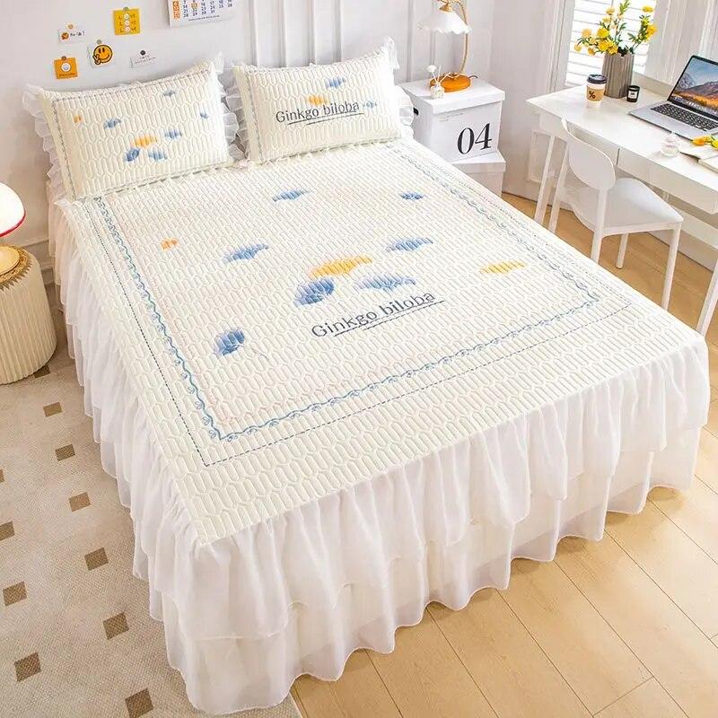 Летний крутой коврик из натурального латекса, юбка-кровать, наволочка, можно стирать в машине, кондиционер, мягкий коврик, складной нескользящий покрывало