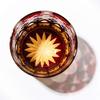 Taiburo Edo Kiriko Glassware with and Pattern Wooden Made In Japan [Official Workshop] Four-Leaf Yarai-Nanko (Amber Red) TB94429AR, Box,