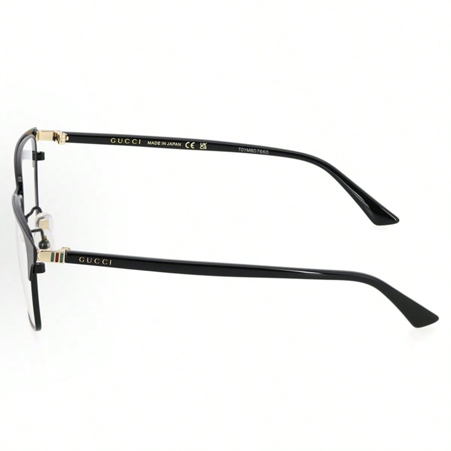 Gucci GG0756OA 001 Черно-золотые прямоугольные очки для мужчин и женщин