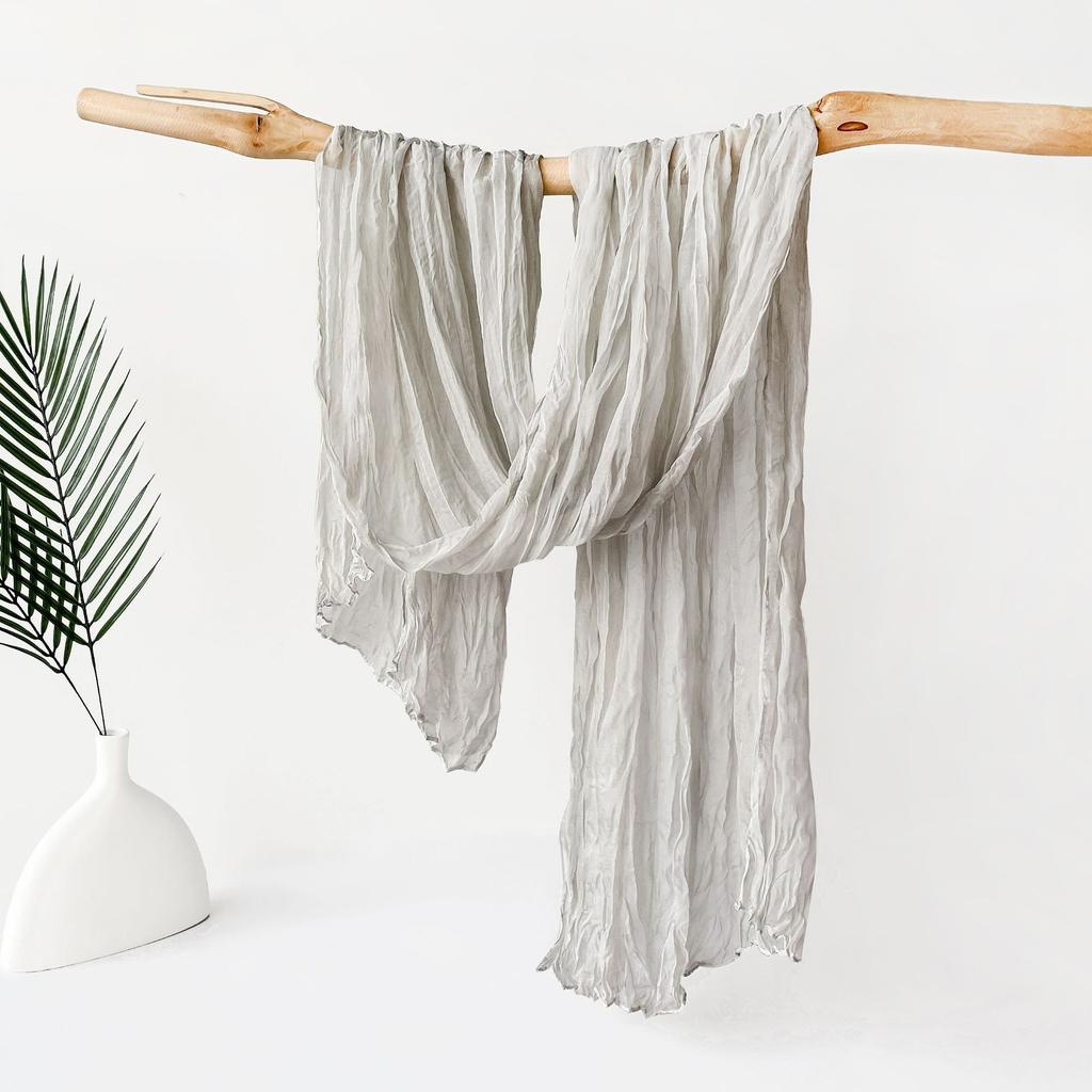 Maracia Headscarf Spring and Autumn Solid Color Cloud Pattern Folded Scarf Monochrome Thin Gauze Shawl Shawl