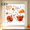 Turkey Pumpkin Maple Leaf Stickers Thanksgiving Static Window Clings, Cartoon Double No?Glue Festival Atmosphere Layout Supplies Glass Decals,