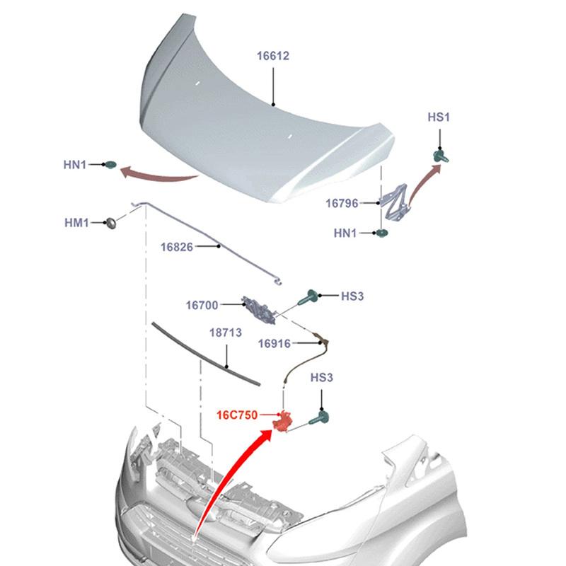 Кронштейн release-рычага замка капота для Ford Transit Для Tourneo BK21-16B974-AD 1778879 Кронштейн release-рычага защелки капота