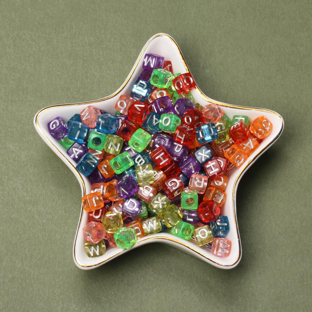 Мода 80 шт 6 мм Акриловый куб Материал Квадратная буква Сосновые бусины Ручной работы Браслет Изготовление ювелирных изделий Аксессуары DIY