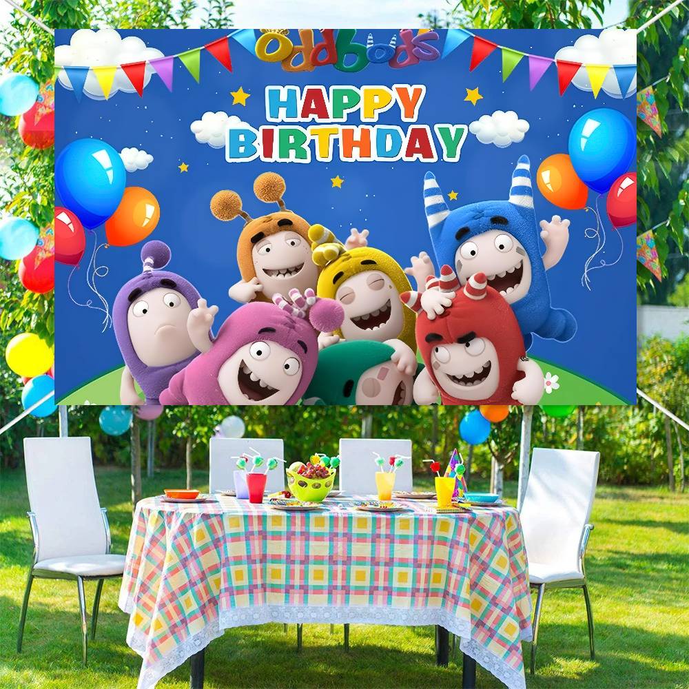 Cartoon Odd&bods Kids Birthday Photography Backdrops Kids Birthday Photo Background Studio Portraits Photocall Props