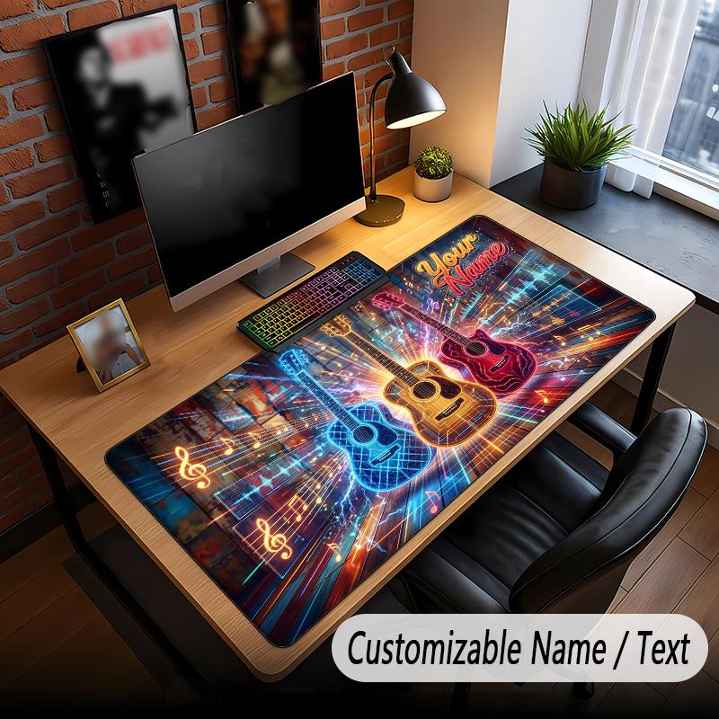 Music Guitar Theme Custom Mouse Pad Personalized With Name Text Customized Desk Mat For Office Home Decor