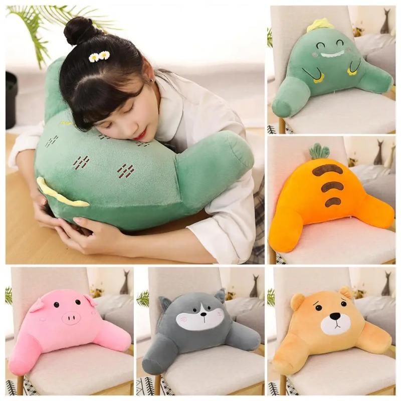 Arm Support Bed Pillow Cute Plush Throw Cushion for Sofa or Chair Waist Protector Backrest Pillow for Office Nap and Home Decor