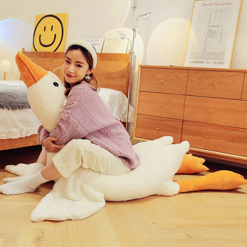 50-190cm Cute Fluffy Big Size White Goose Plush Toy Kawaii Huge Duck Sleep Pillow Cushion Soft Stuffed Animal Doll Kid Toy Gift