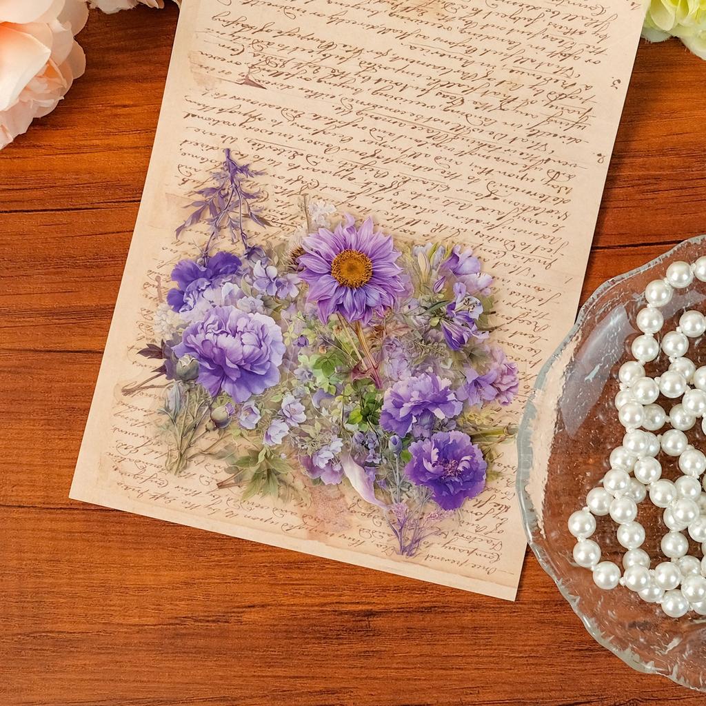 Бутик 50 Романтичных Фиолетовых Цветов Прозрачные Водонепроницаемые Наклейки Сделай Сам Декоративный Чехол для Мобильного Телефона Бутылка Желаний Стекло Чашка для Воды