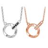 Amazon Exclusive Brand Necklace Necklace Popular Double Ring Couple Necklace Mevius Necklace Simple Stylish Double Ring Pendant Stainless Steel