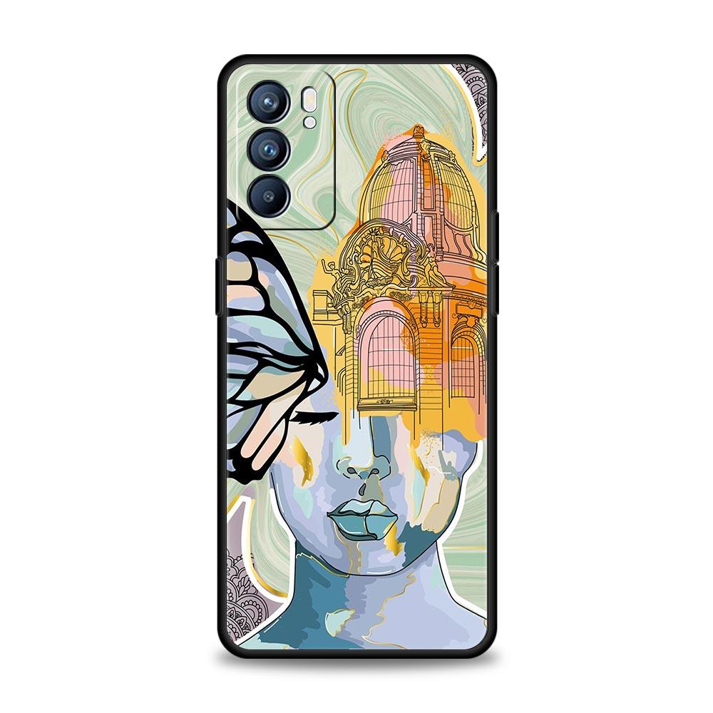 Чехол для телефона Paris Art blue Girl Flower для Oppo Find X5 A54 A53 A52 A9 2020 A15 A95 A16 A76 A74 A12 Reno7 SE Reno6 Pro 5G