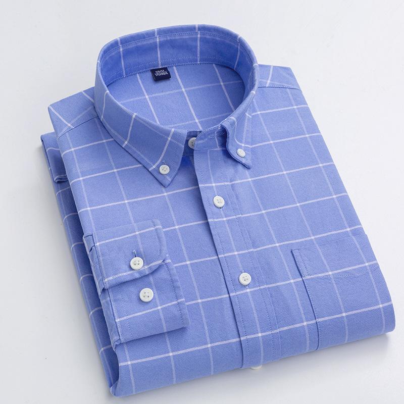 Весна и осень Новая рубашка Oxford Spun Cotton с длинными рукавами Мужская универсальная рабочая рубашка без глажки Мужская деловая рубашка Inch