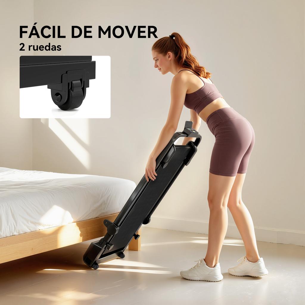 Folding Treadmill, 2.5 HP, LED Display, Speed up to 10 km/h, Remote, Black