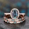 3Pcs Ring Unique Oval Cut Rhinestones Decorative Vintage Engagement Ring Set