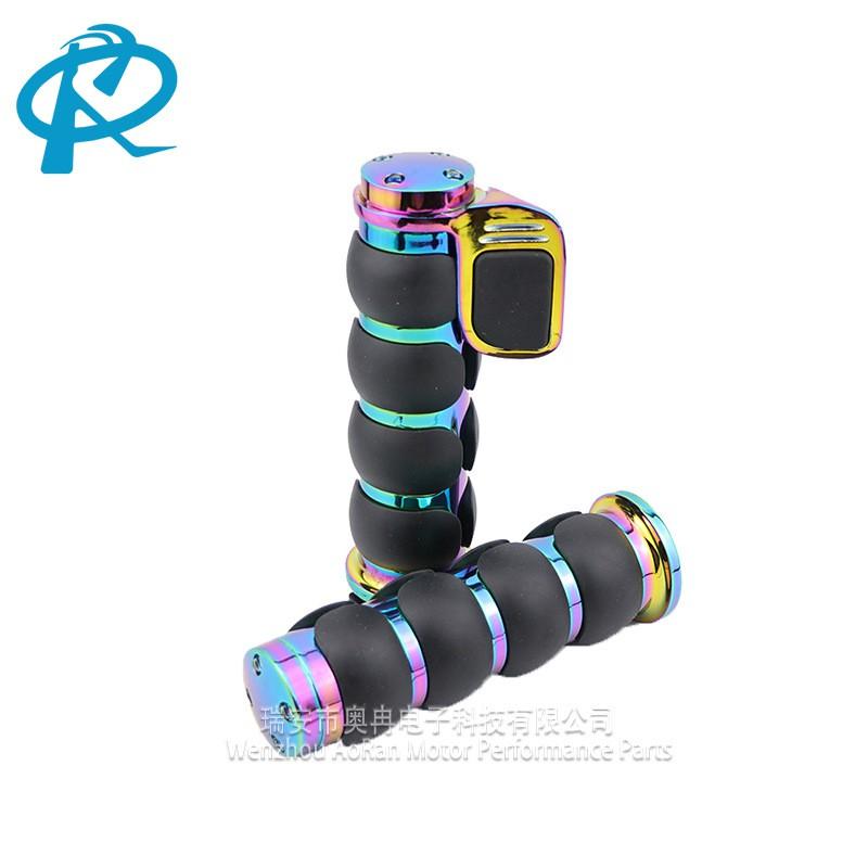Chrome Zinc Alloy Motorcycle Handlebar Grips 22mm 25mm Retro Style Colorful Universal Fit Scooter Bike