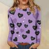Женская повседневная мода сексуальный удобный День святого Валентина принтованный круглый вырез длинный рукав топ