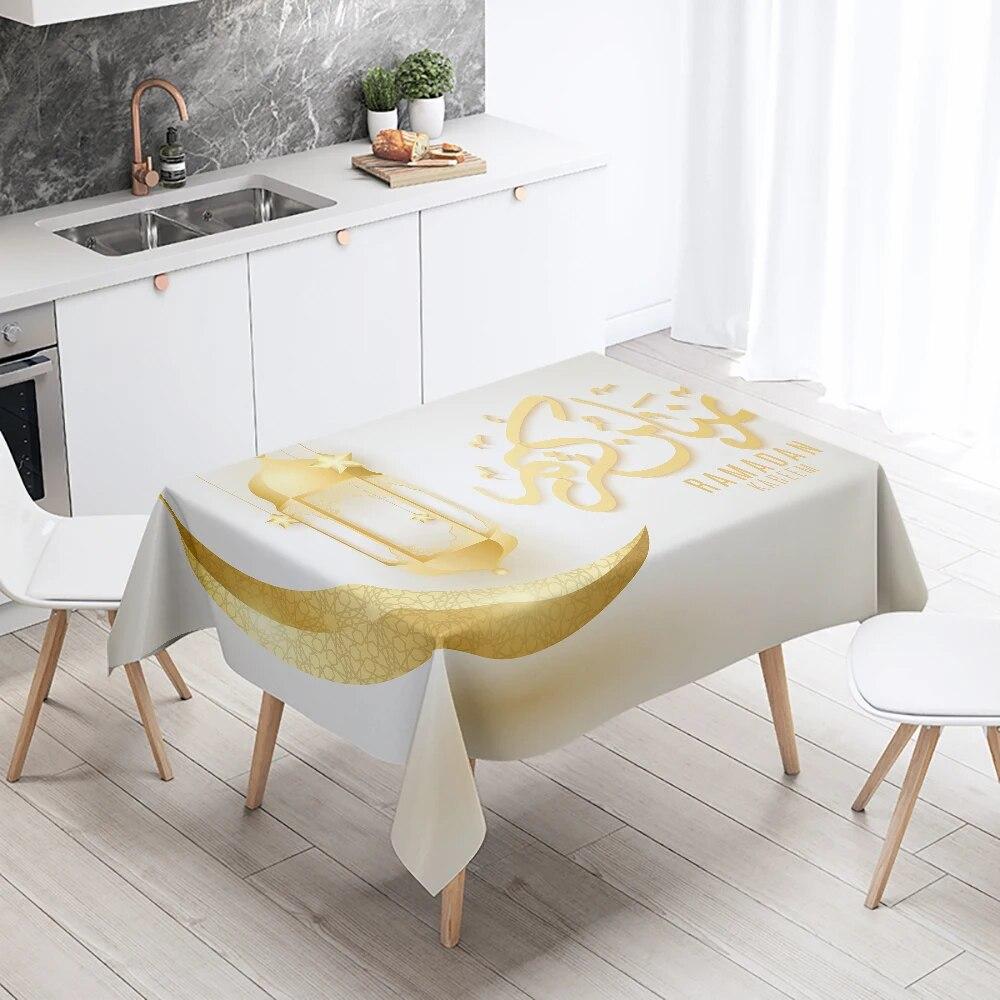 Рамадан Мубарак Домашний Декор Скатерть Исламская Мусульманская Мечеть Рамадан Карим Декоративная Скатерть Водонепроницаемая и Устойчивая к Пятнам