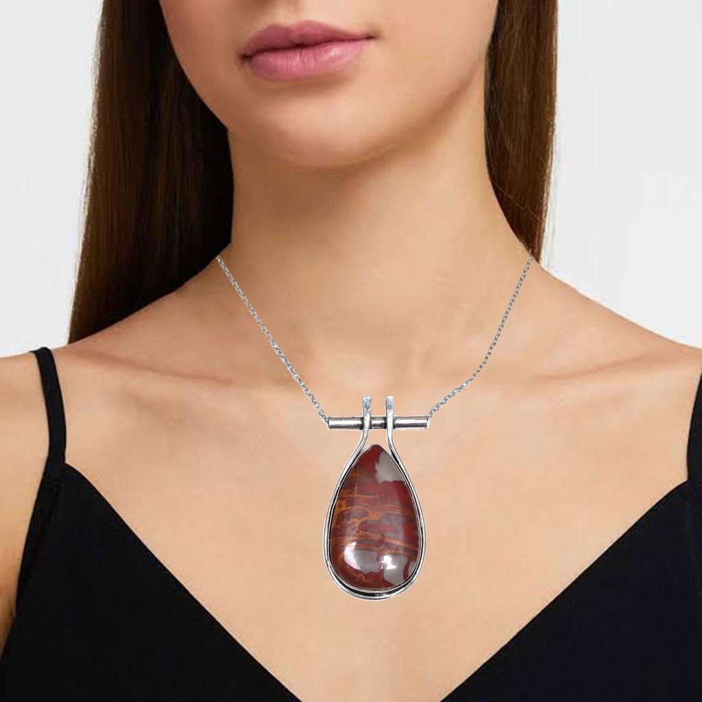 Дизайнерское ожерелье ручной работы с драгоценными камнями Jasper ко Дню матери, 20 дюймов