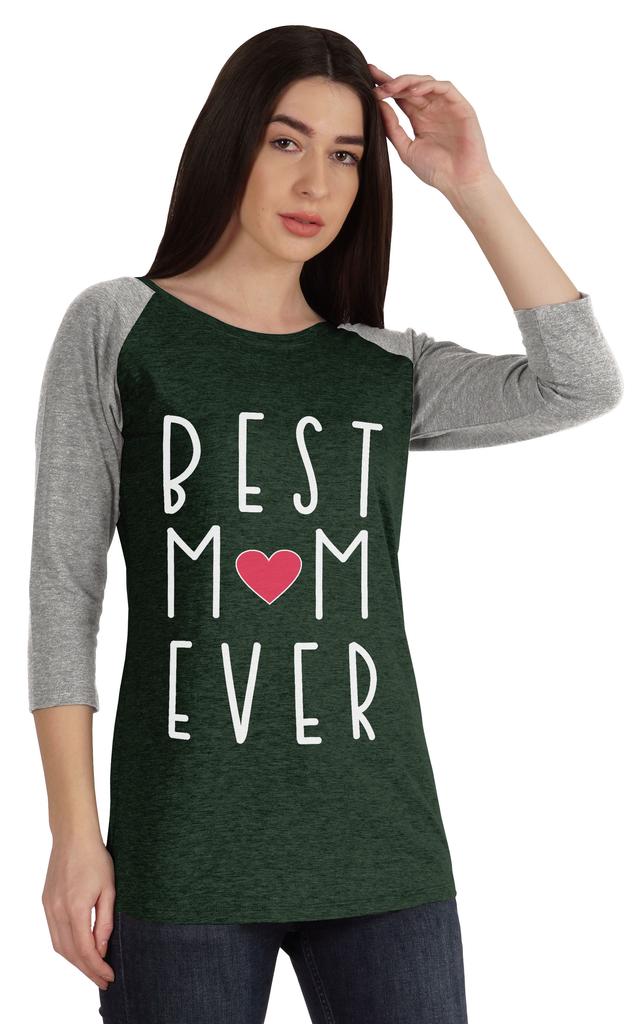 Inkmeso Best Mom Ever Tshirt Raglan Sleeve Mother  s Day Gift Tops Moms Shirt
