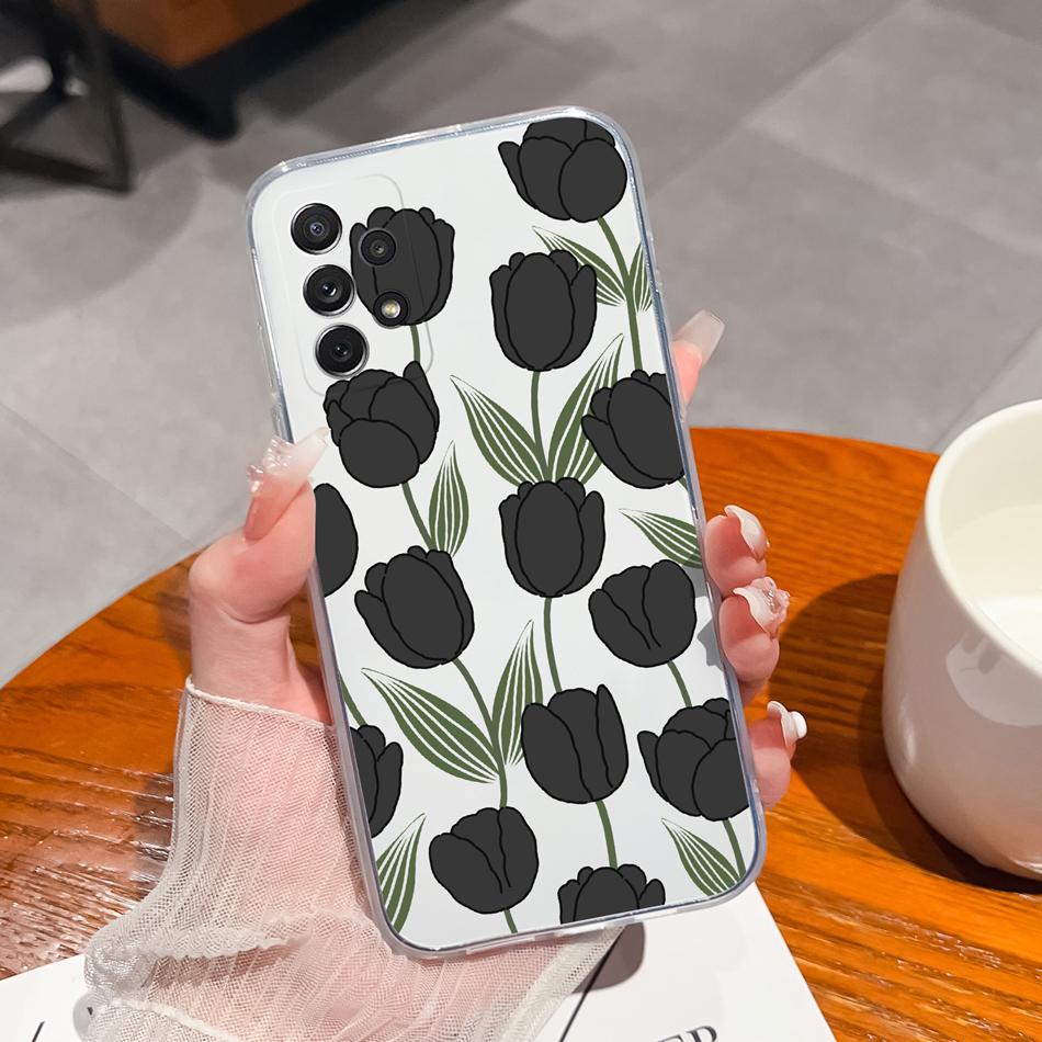 Чехол для Samsung Galaxy A72 A73 Простой чехол с рисунком цветка для Samsung A 72 A 73 Мягкий ТПУ Силиконовый Защита от падения Прозрачный корпус телефона